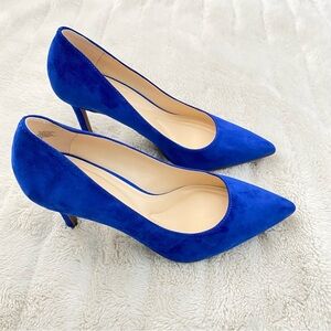 Jessica Simpson Blue Suede Pumps Heels Pointed-Toe Size 8